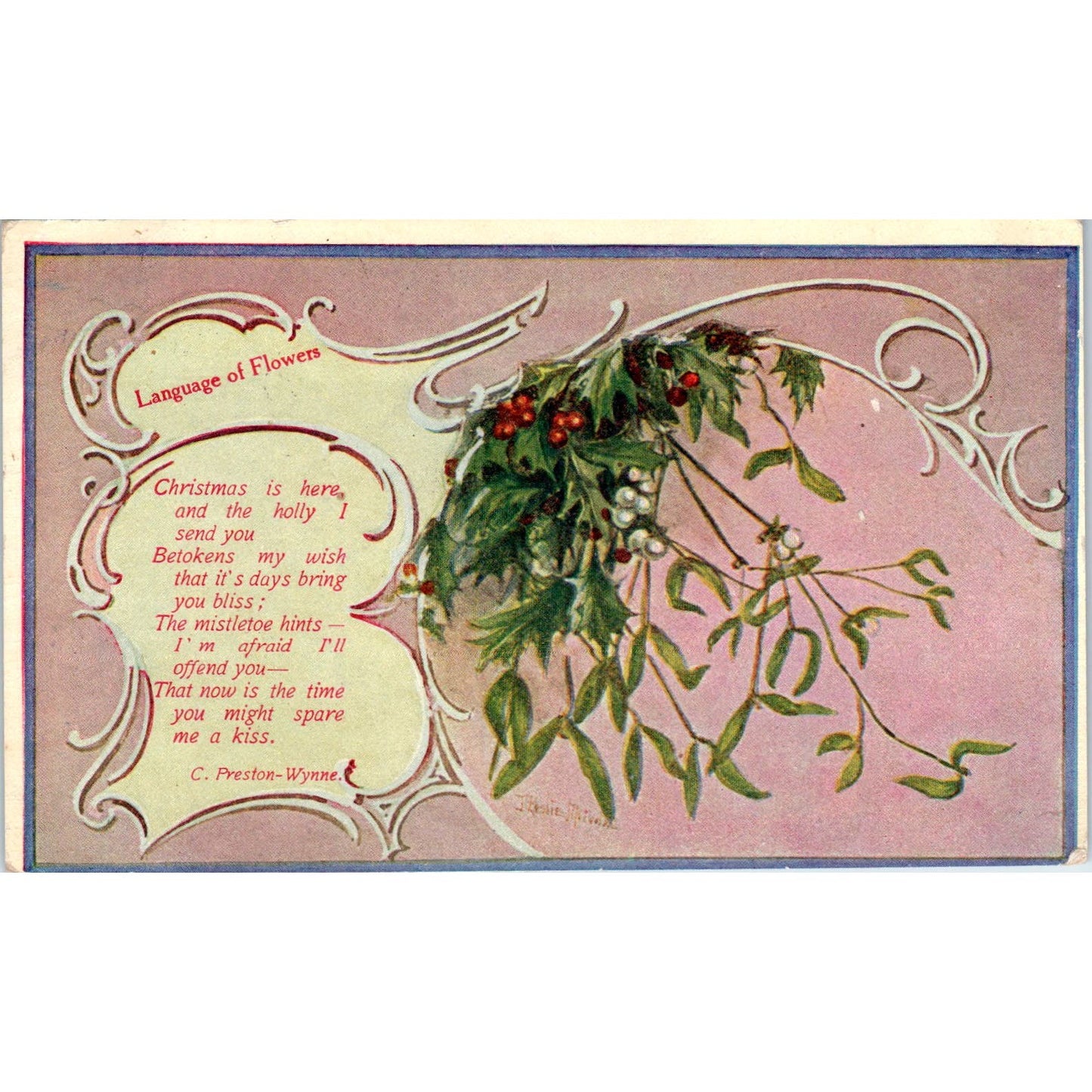 1909 Woman's World Postcard Language of Flowers Poem C. Preston-Wynne PC9