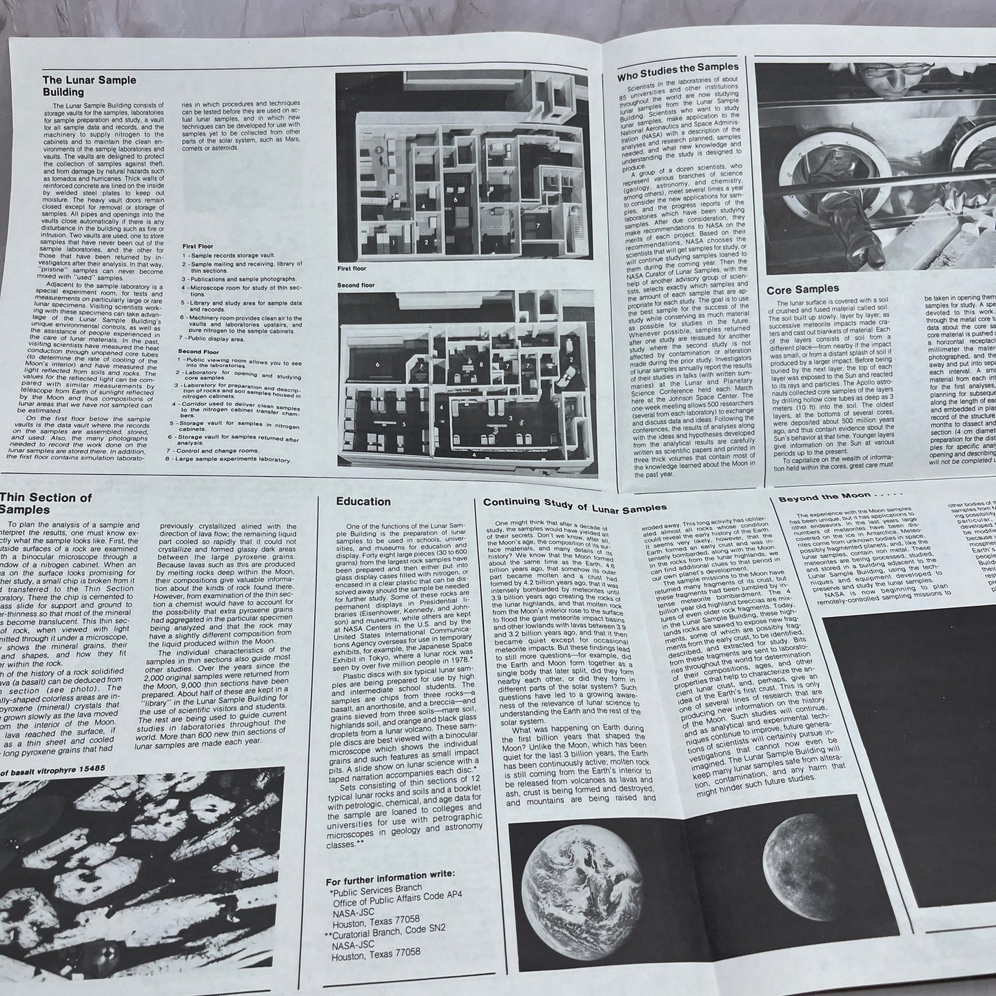 c1980 NASA Lunar Sample Building Brochure Lyndon Johnson Space Center TH9-LX1