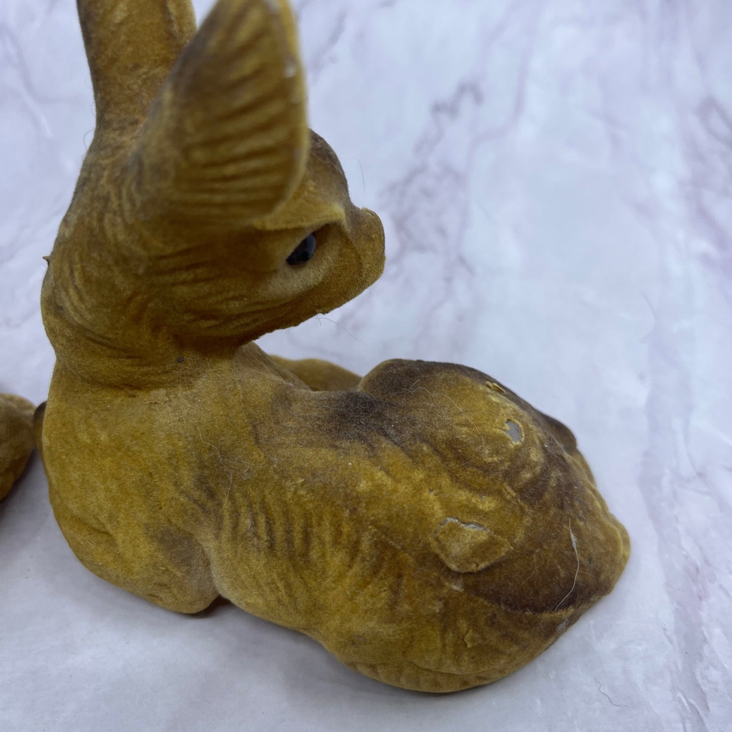 Vintage Felt Velvet Celluloid Toy Flocked Deer 5 x 5 Set of 2 TC5