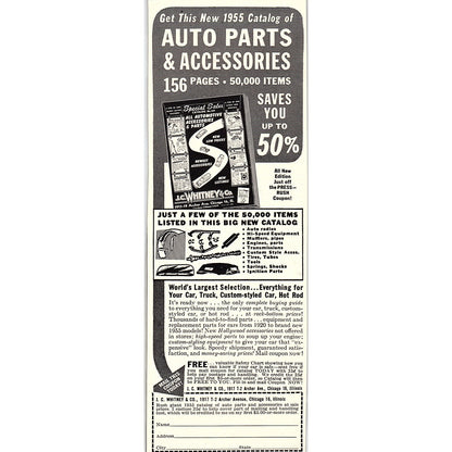 J.C. Whitney & Co Auto Parts and Accessories Chicago IL 1955 Ad AG1-7