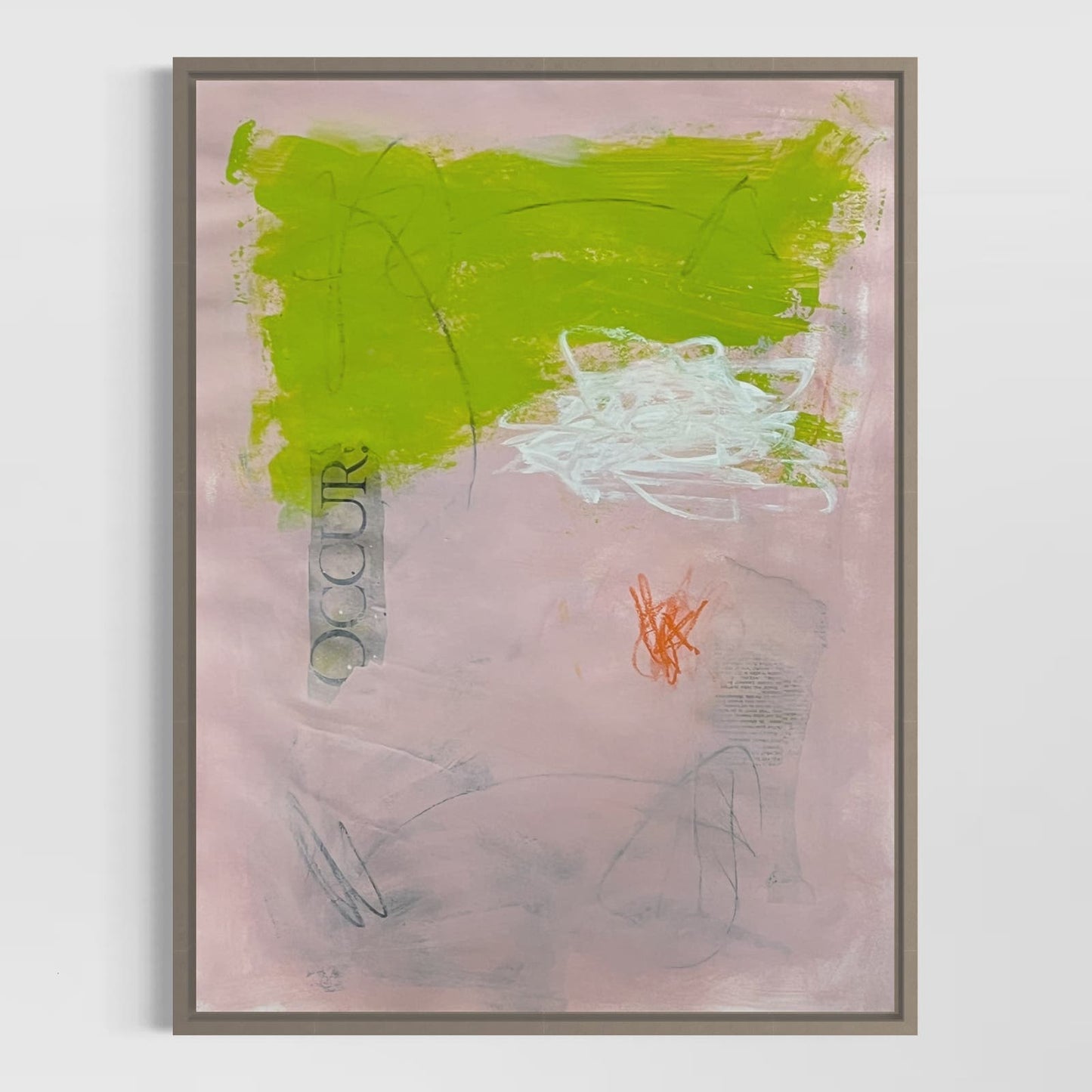 Original Mixed Media Abstract Art Painting 18x24 “Occur" Signed Pink Green