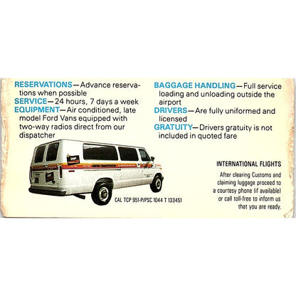 Airport Transportation Santa Ana CA Vintage Business Card TH2-B1