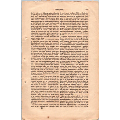 Strongbow by George H. Coomer 3 Pages Original 1869 Short Story I3