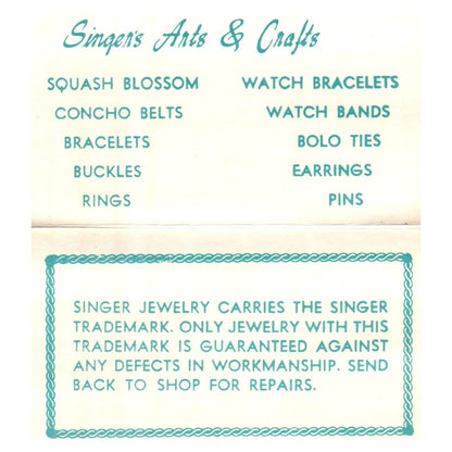 Charles Singer's Navajo Silversmithing Shop Indian Wells AZ business Card SF3-B1