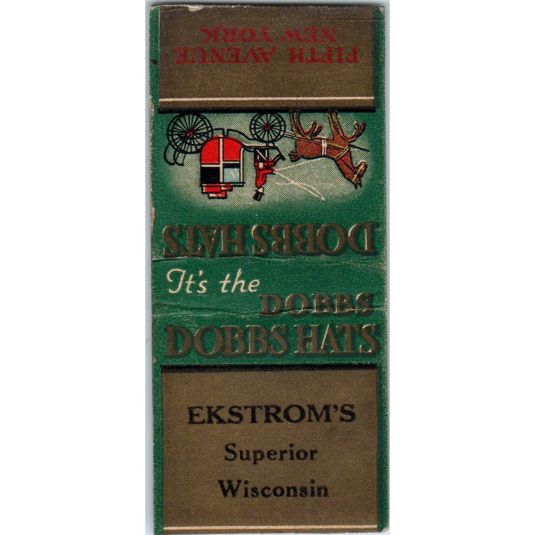 Dobbs Hats Ekstrom's Superior WI Vintage Matchbook Cover SD2-Y12