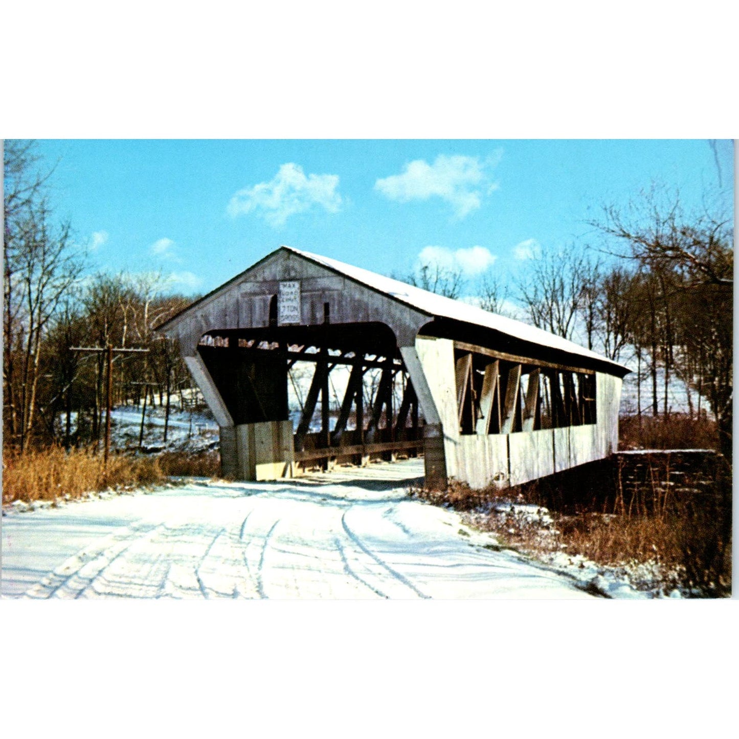 Preble County #6 Brubaker Bridge Sams Run Ohio Covered Bridge Postcard PC5