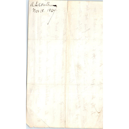 1867 Original Handwritten Letter A.S. Washburn D21