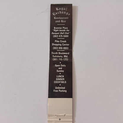 Royal Exchange Restaurant Salisbury MD Vintage Matchbook TB6-MB2-9