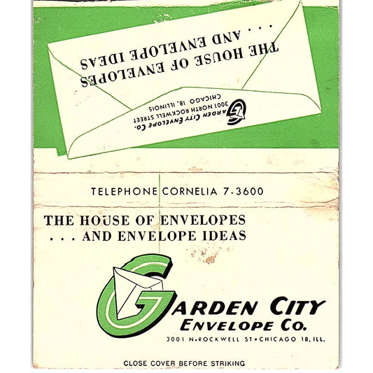 Garden City Envelope Co Chicago Vintage Large Matchbook Cover TH2-Y2