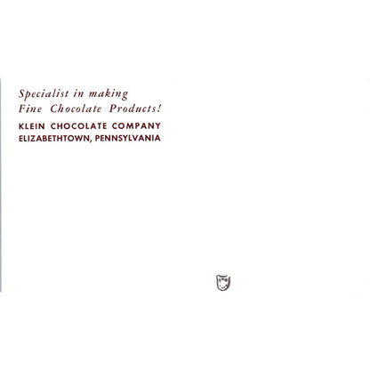 Klein Chocolate Company Elizabethtown Pennsylvania Dutch Country Postcard PD7