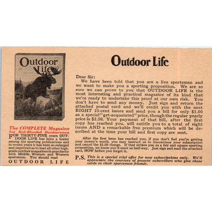 1932 Outdoor Life Magazine Postal Mailing Card PE6