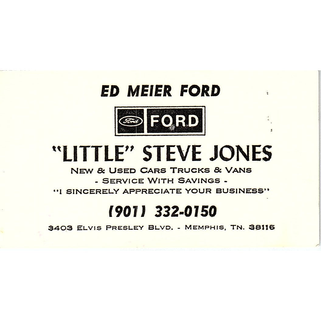 Little Steve Jones Ed Meier Ford New & Used Cars Vintage Business Card SF3-B2