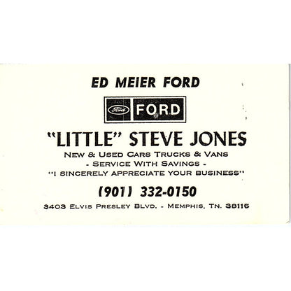 Little Steve Jones Ed Meier Ford New & Used Cars Vintage Business Card SF3-B2