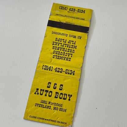S&S Auto Body Overland MO Vintage Matchbook Cover TB6-MB1-14