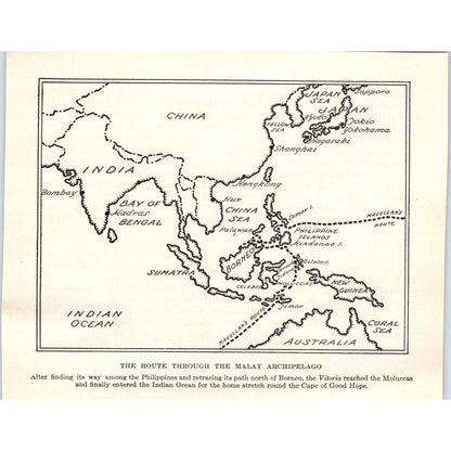 Map of the Route Through the Malay Archipelago 1924 Magazine Clip AF2-A1