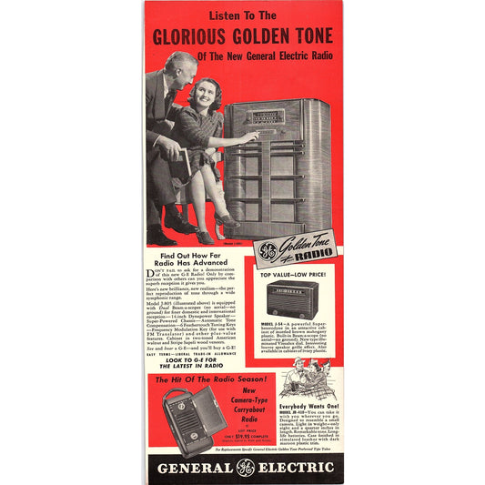 General Electric Golden Tone Electric Radio, Carryabout Radio 1940 Ad V14-8