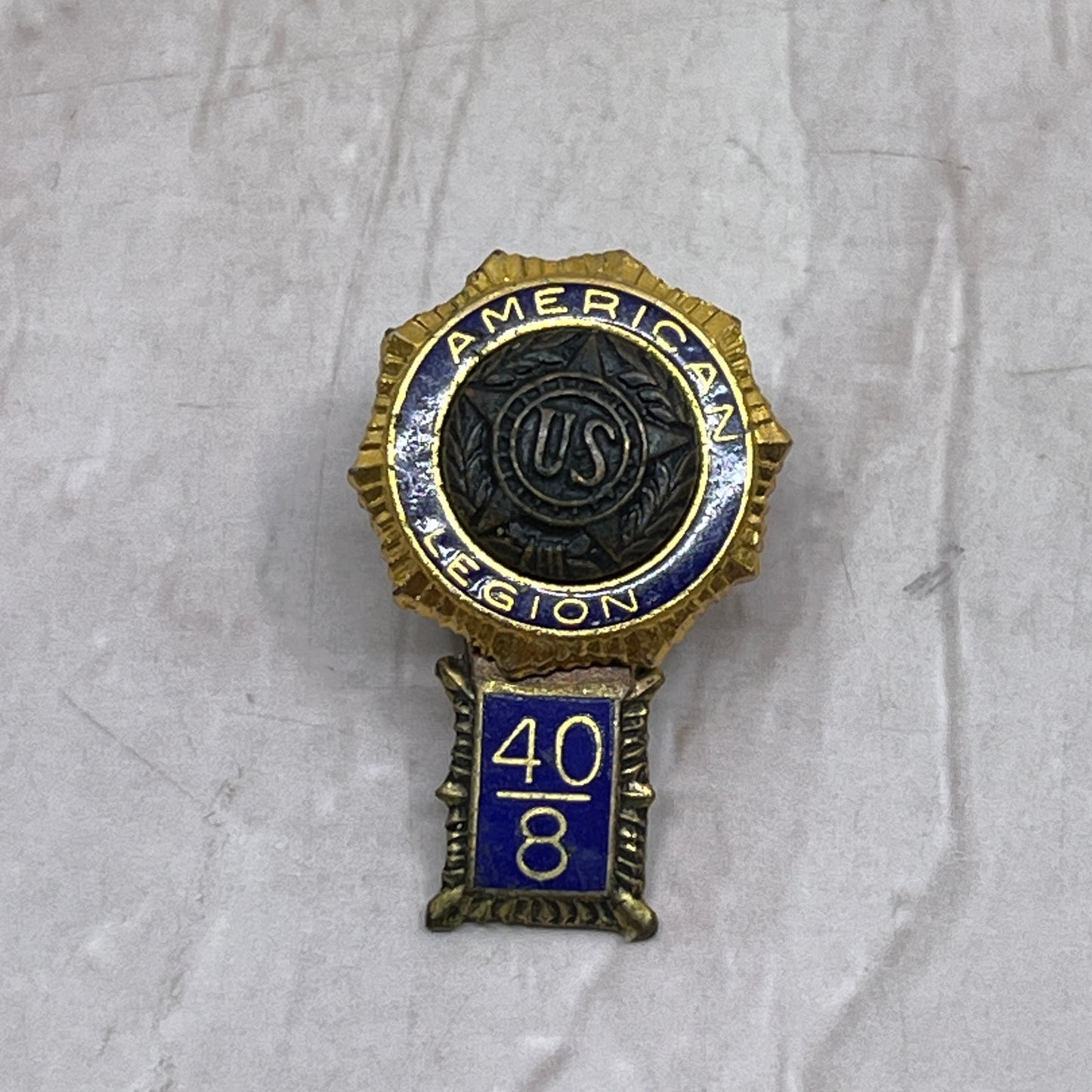 Vintage Brass U.S. American Legion 40/8 Badge Pin Pinback SF4
