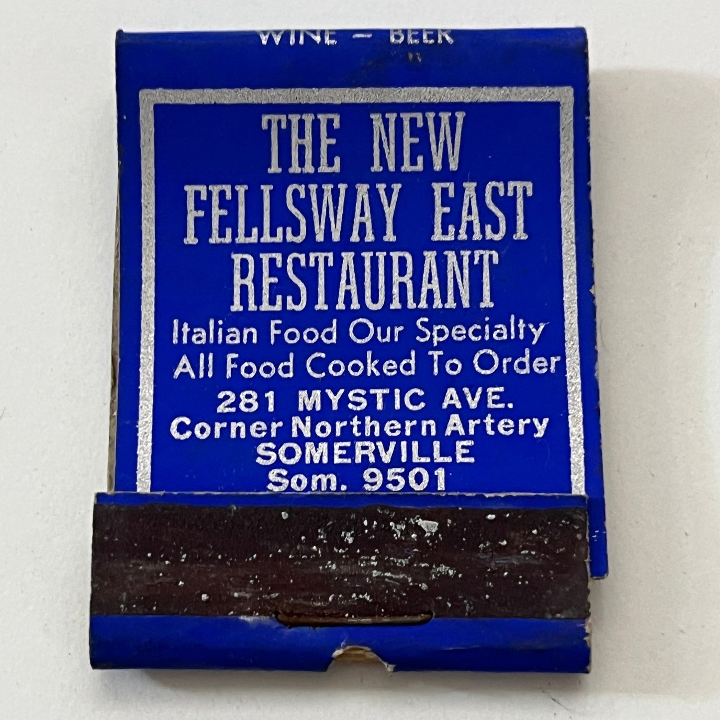 The New Fellsway East Restaurant Somerville Vintage Matchbook Cover TB8-MB2-10