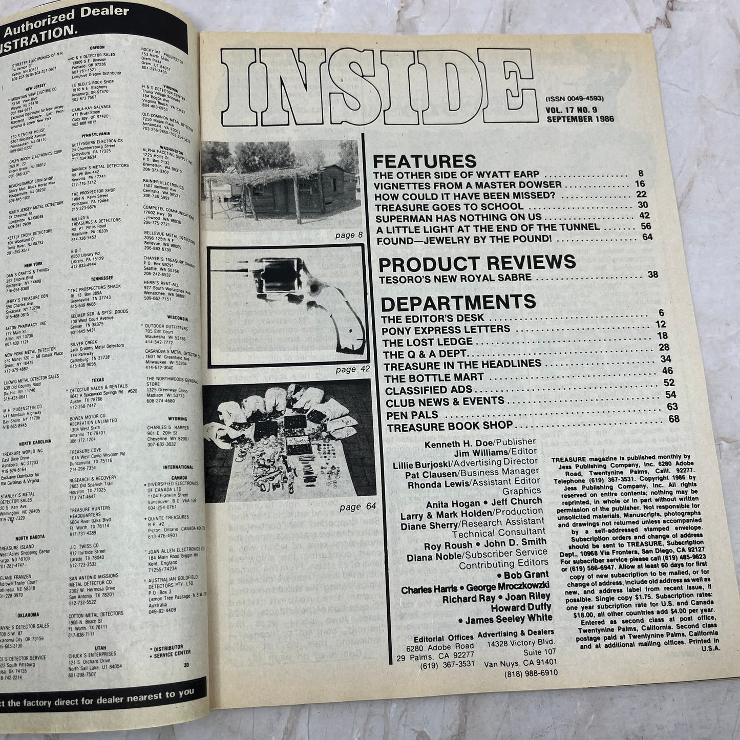 1986 Sept - Treasure Magazine - Treasure Hunting Metal Detecting Gold Coins M10