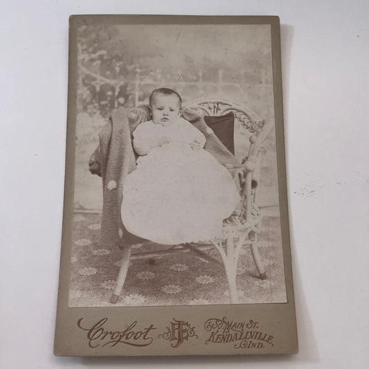 Baby in Chair Crofoot Kendallville IN Antique Victorian CDV Card H4-2