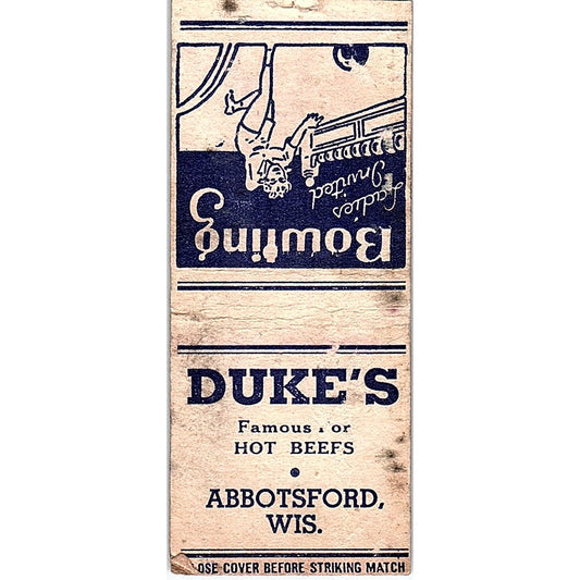 Duke's Hot Beefs Abbotsford WI Vintage Matchbook Cover SF3-Y1