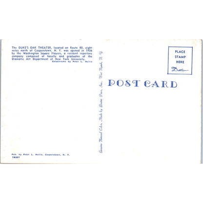 The Duke's Oak Theater Cooperstown New York Vintage Postcard PC8