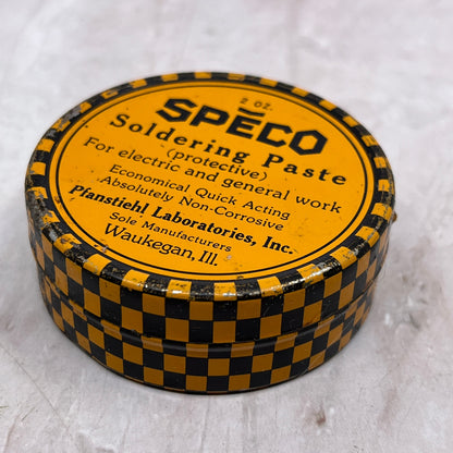 Vintage Speco Soldering Paste Tin Pfanstiehl Laboratories Inc Waukegan IL SF4