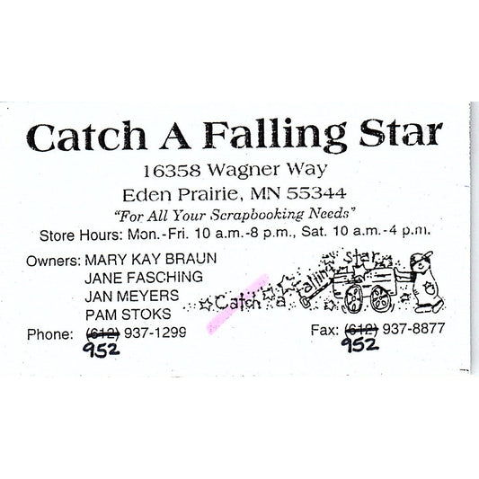 Catch a Falling Star Mary Kay Braun Eden Prairie MN Vtg Business Card SC9-B10