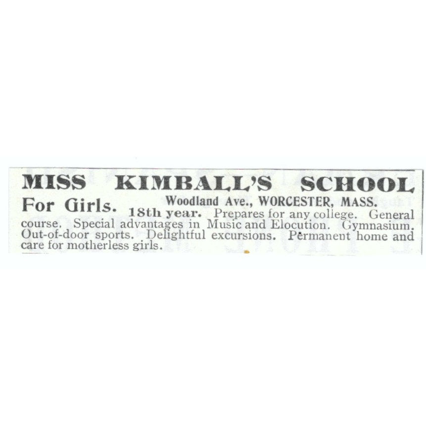 Miss Kimballs Girls School Worcester MA 1903 Magazine Ad AF7-SS1