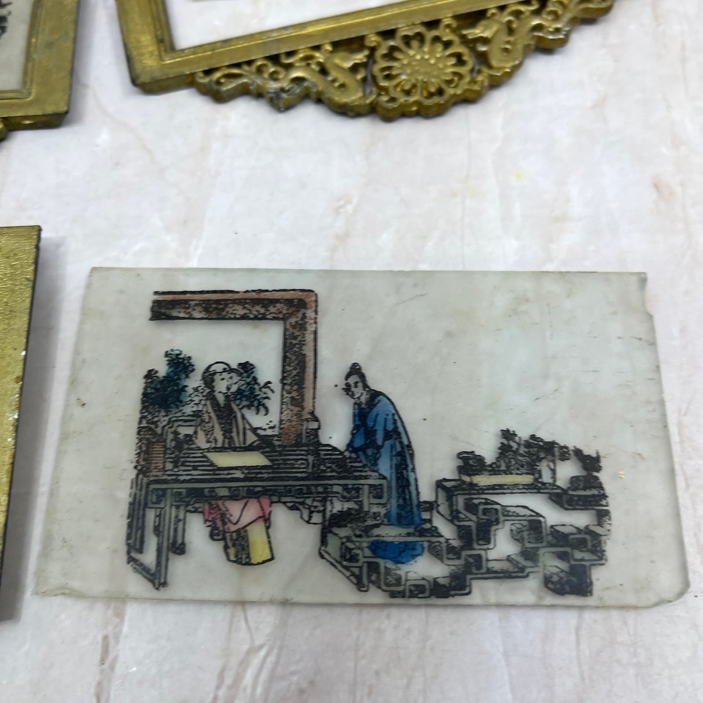 Vintage Huge Lot of Oriental Chinese Japanese Mini Wall Art Plaques TF5