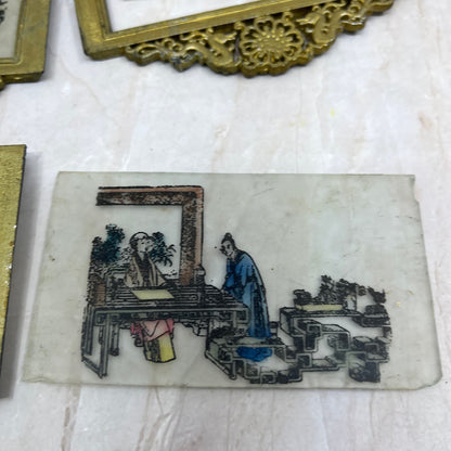 Vintage Huge Lot of Oriental Chinese Japanese Mini Wall Art Plaques TF5