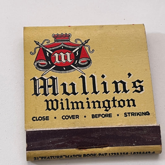 Mullin's Men and Boys Store Wilmington DE Vintage Matchbook Cover TB8-MB-10