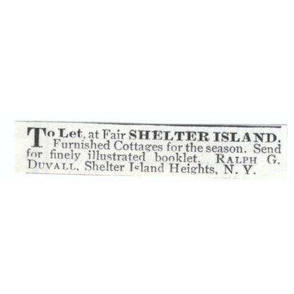 Shelter Island Cottage Ralph G. Duvall NY 1903 Magazine Ad AF7-SS1