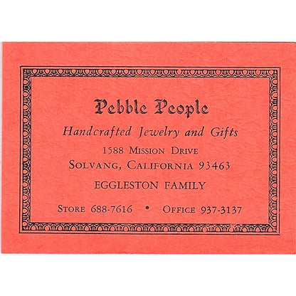 Pebble People Jewelry Eggleston Family Solvang CA Vintage Business Card TH2-B2