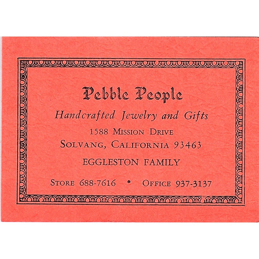 Pebble People Jewelry Eggleston Family Solvang CA Vintage Business Card TH2-B2
