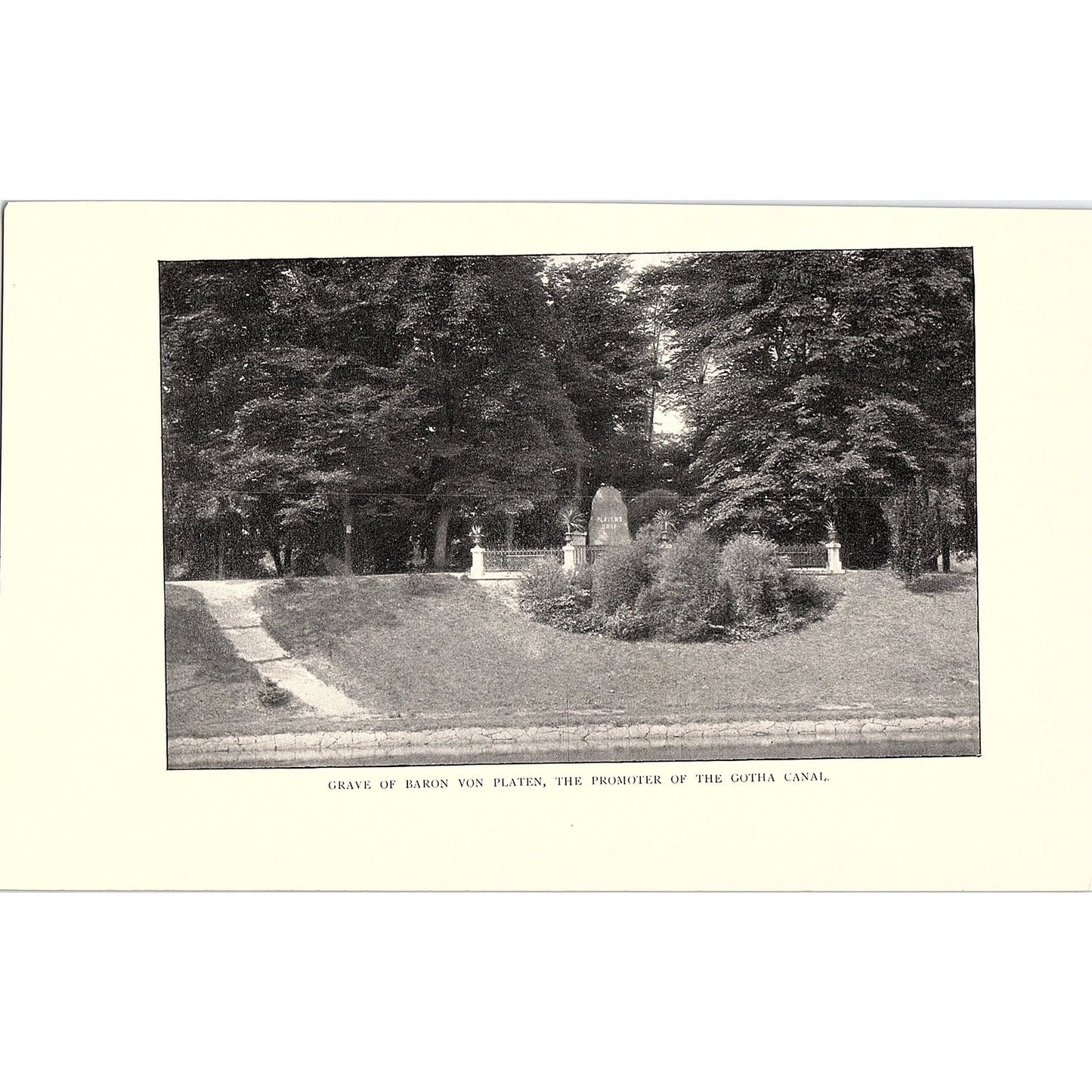 c1920 Grave of Baron Von Platen Promoter of the Gotha Canal Art Print 5x9" V17