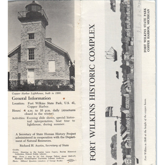 Vintage Fort Wilkins Historic Complex Copper Harbor MI Travel Brochure H5-5