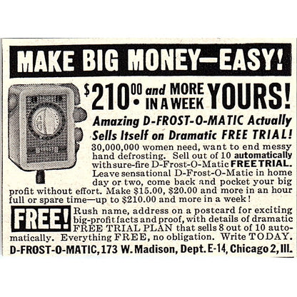 D-Frost-O-Matic Chicago IL 1955 Ad AF9-S5