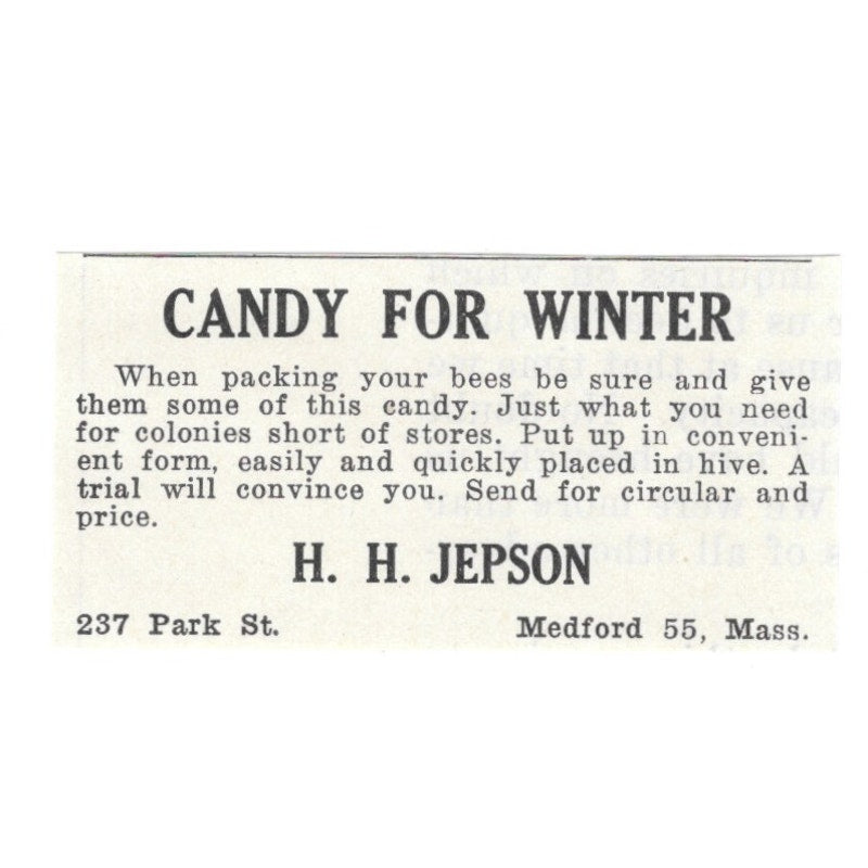 H.H. Jepson Candy for Winter Medford Massachusetts 1926 Ad AG3-S23