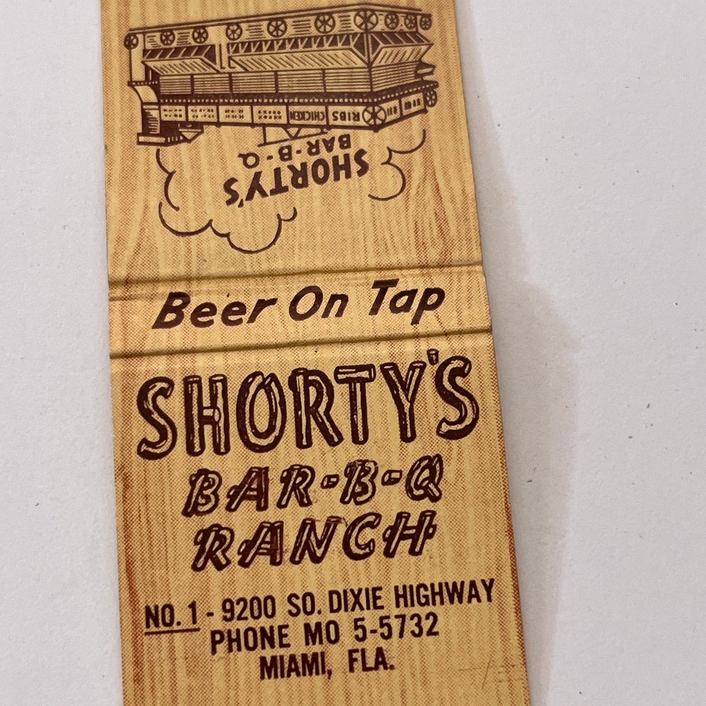 Shorty's Bar-B-Q Ranch Miami FL Vintage Matchbook Cover TB6-MB1-8