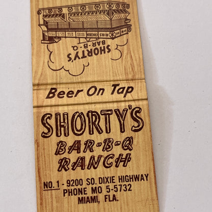 Shorty's Bar-B-Q Ranch Miami FL Vintage Matchbook Cover TB6-MB1-8