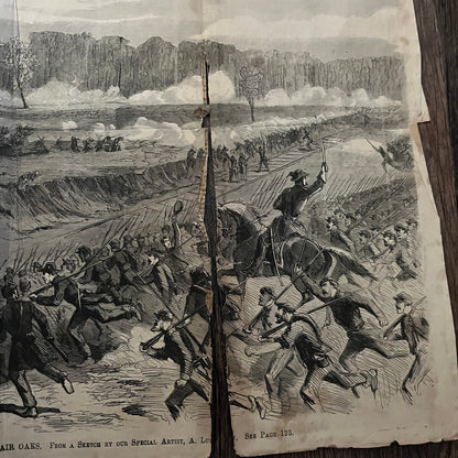 Charge of Irish Brigade Battle of Fair Oaks 1863 Civil War Engraving C40