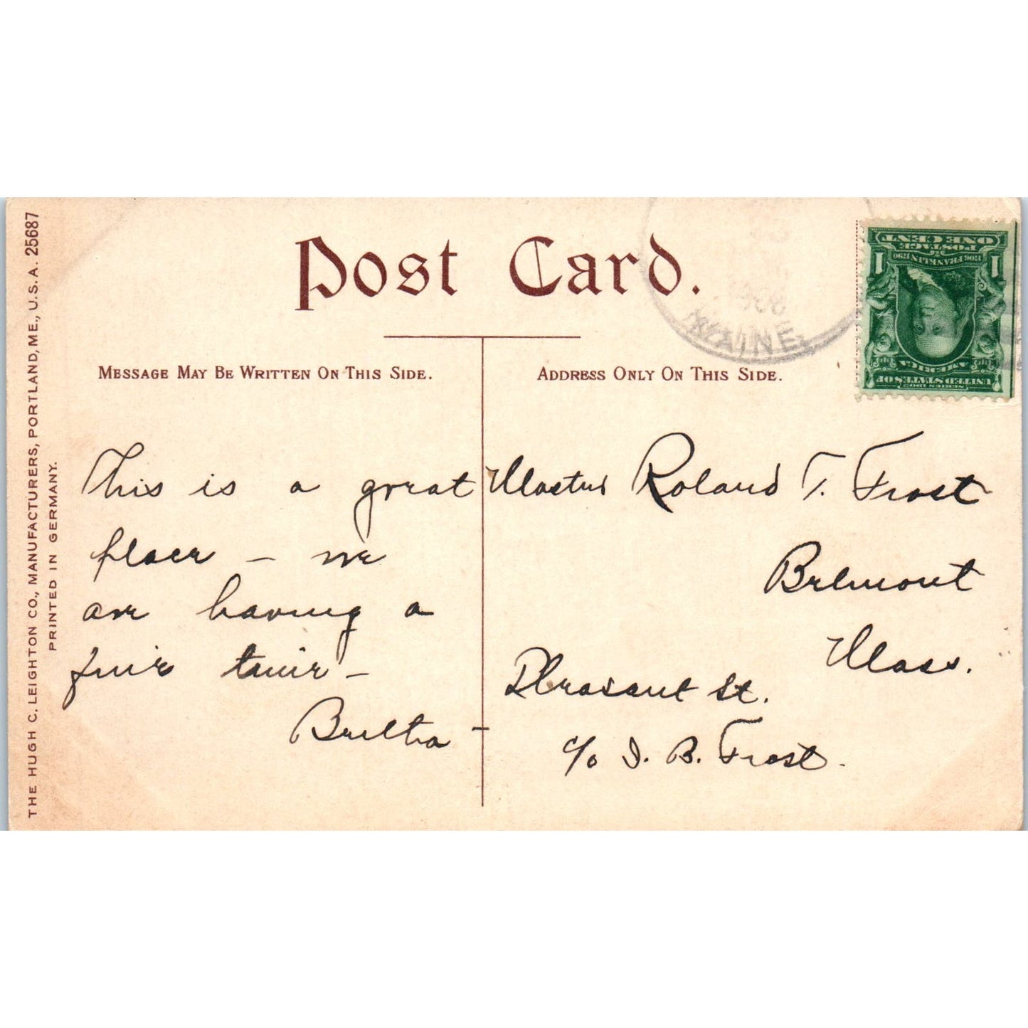 c1905 Fly Rod Fishing Mt. Kineo Moosehead Lake Maine Original Postcard PC10