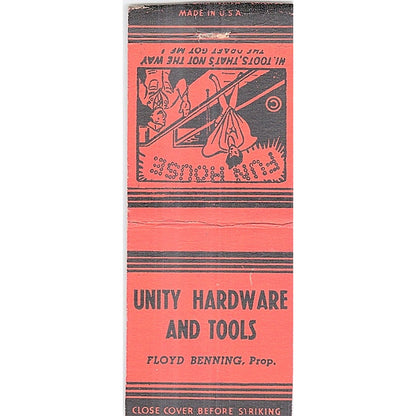 1940s WWII Unity Hardware and Tools Floyd Benning Vintage Matchbook Cover SF3-Y1