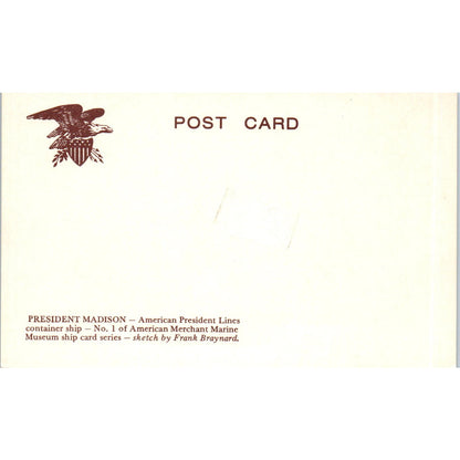 President Madison American President Lines Container Ship Vintage Postcard PC17