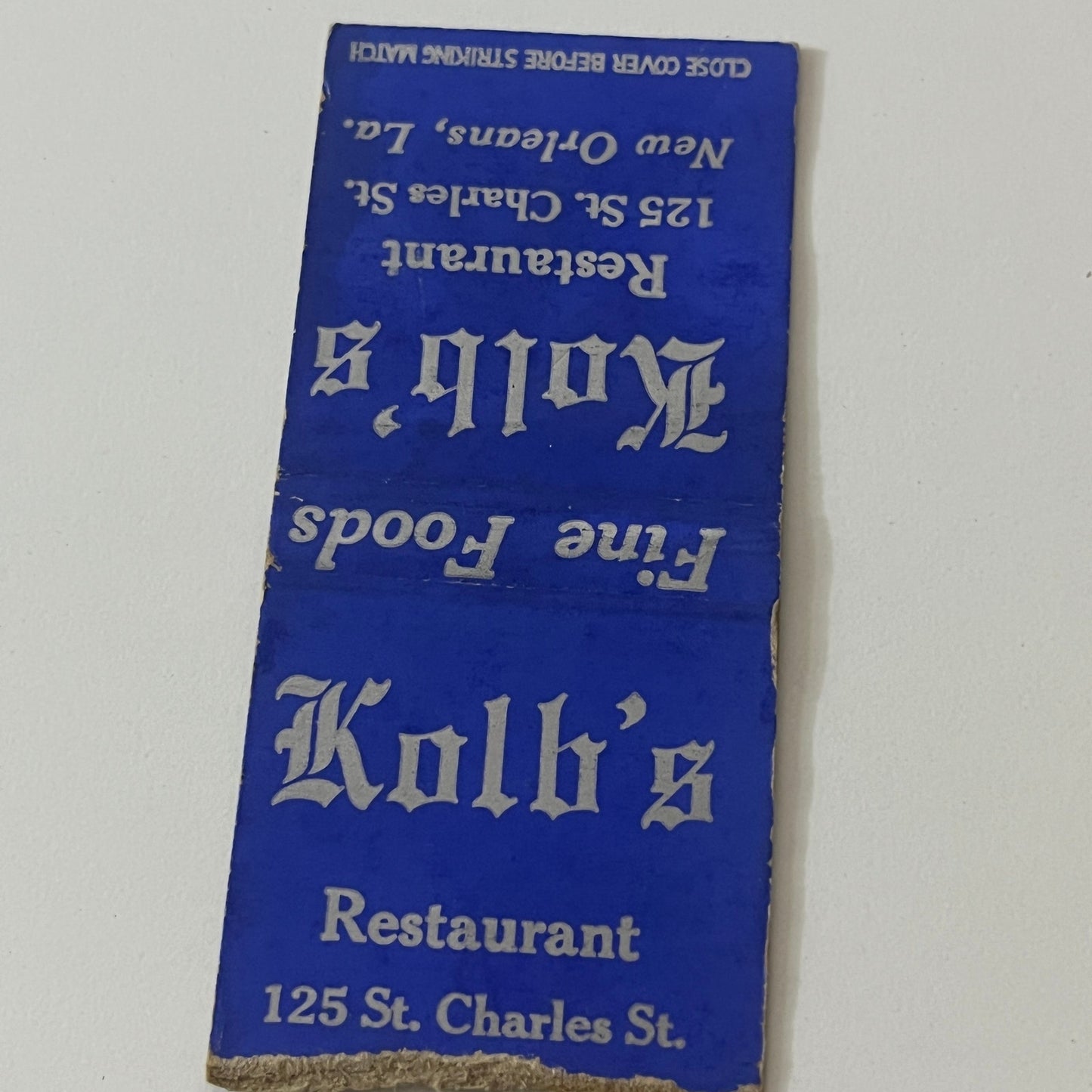Kolb's Restaurant New Orleans LA Vintage Matchbook TB6-MB2-11