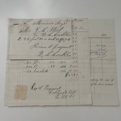Thomas C. Steel from Collins & Pell New York 1866 Billhead Receipt 3 Pages C15