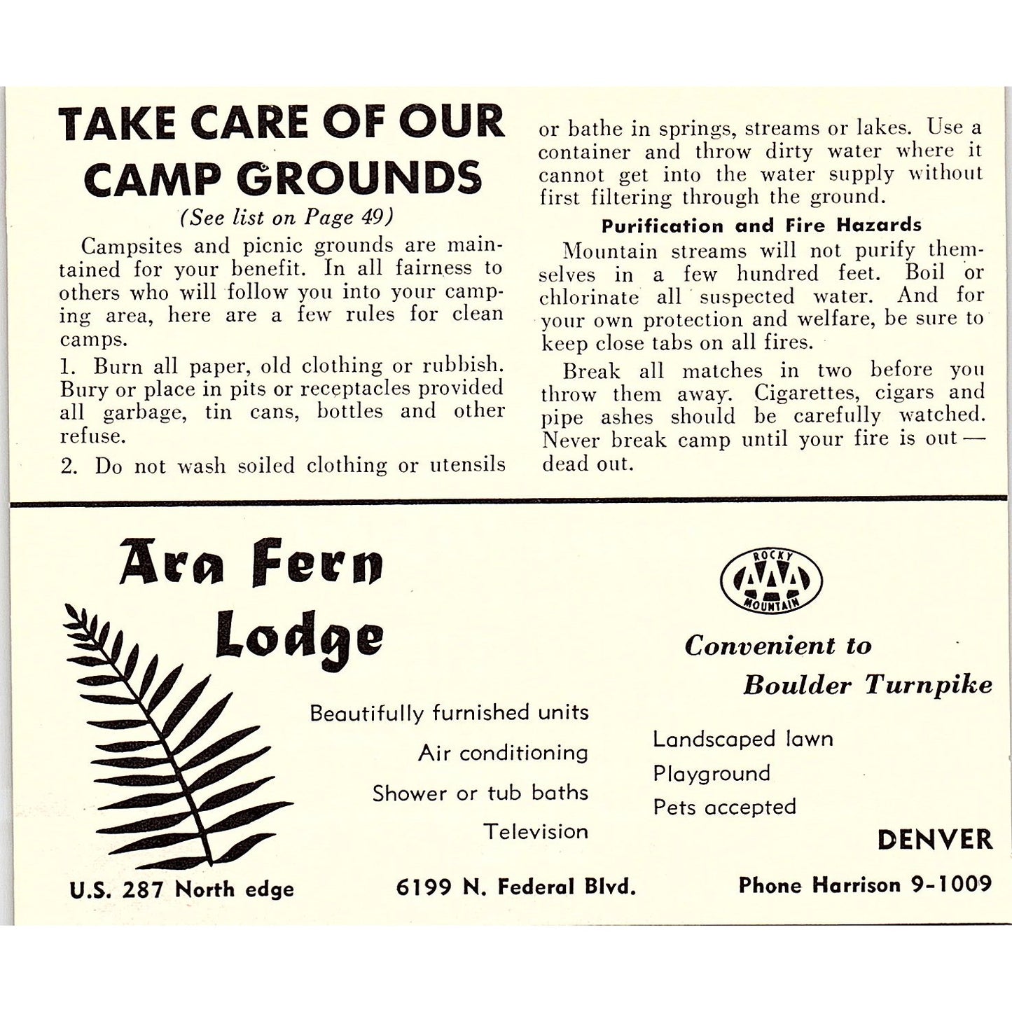 The Ranger Motel Colfax Ave Denver CO 1958 Ad AG1-H3