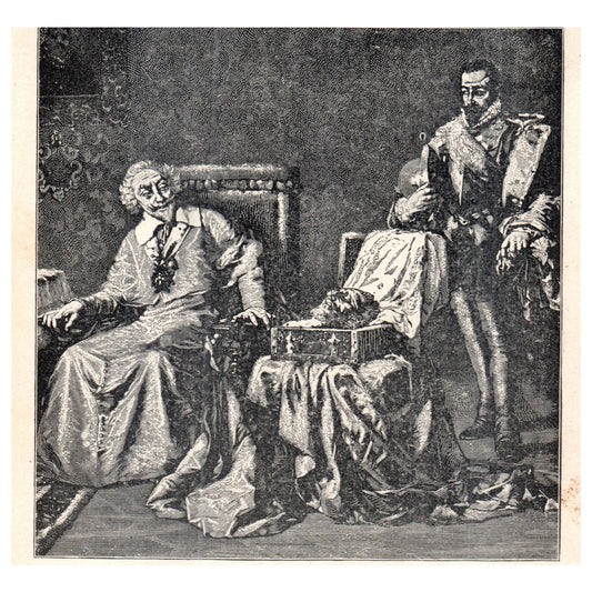 The Cardinal Lorraine Receiving The Head of Coligni 1911 Engraving Print AF5-7