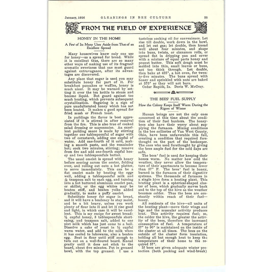 From The Field of Experience Honey in the Home Doris W. McCray 2 Page 1926 AG3-9